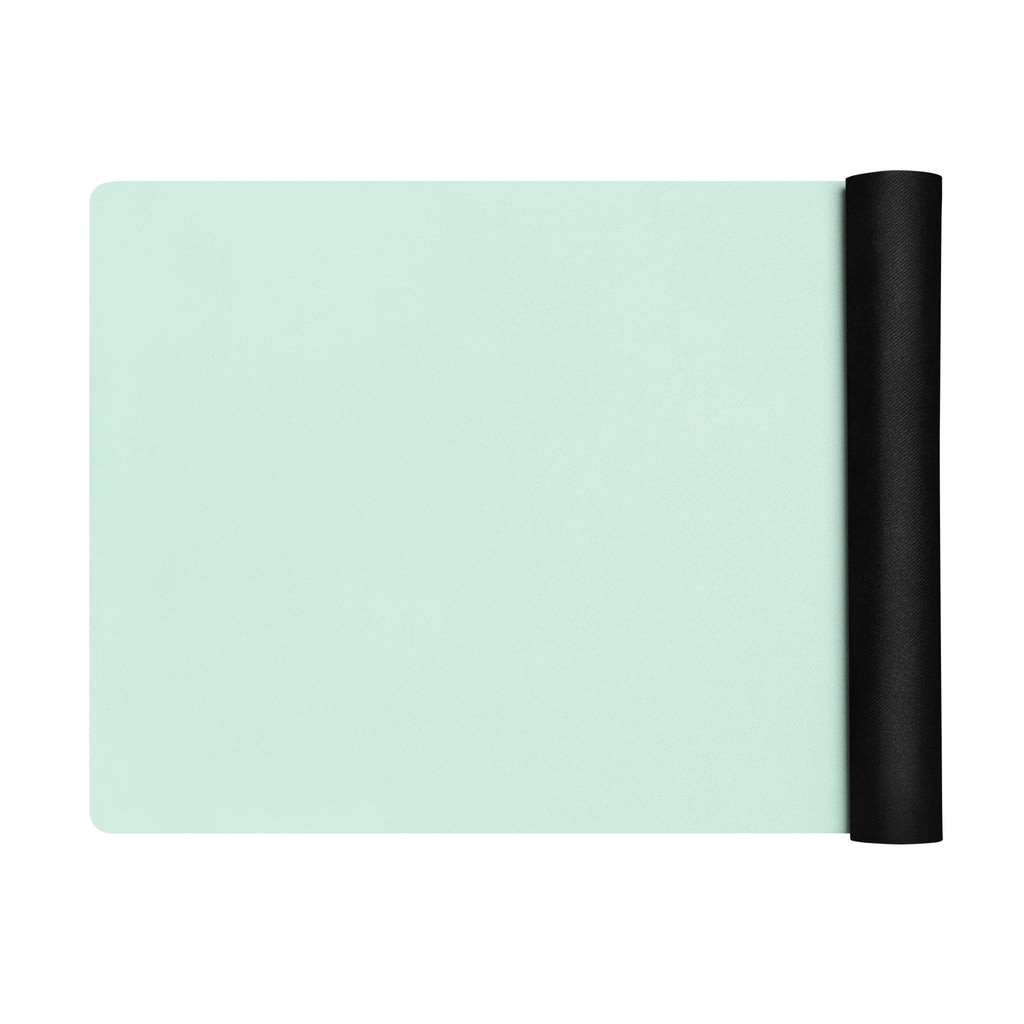 Mint-coloured yoga mat.