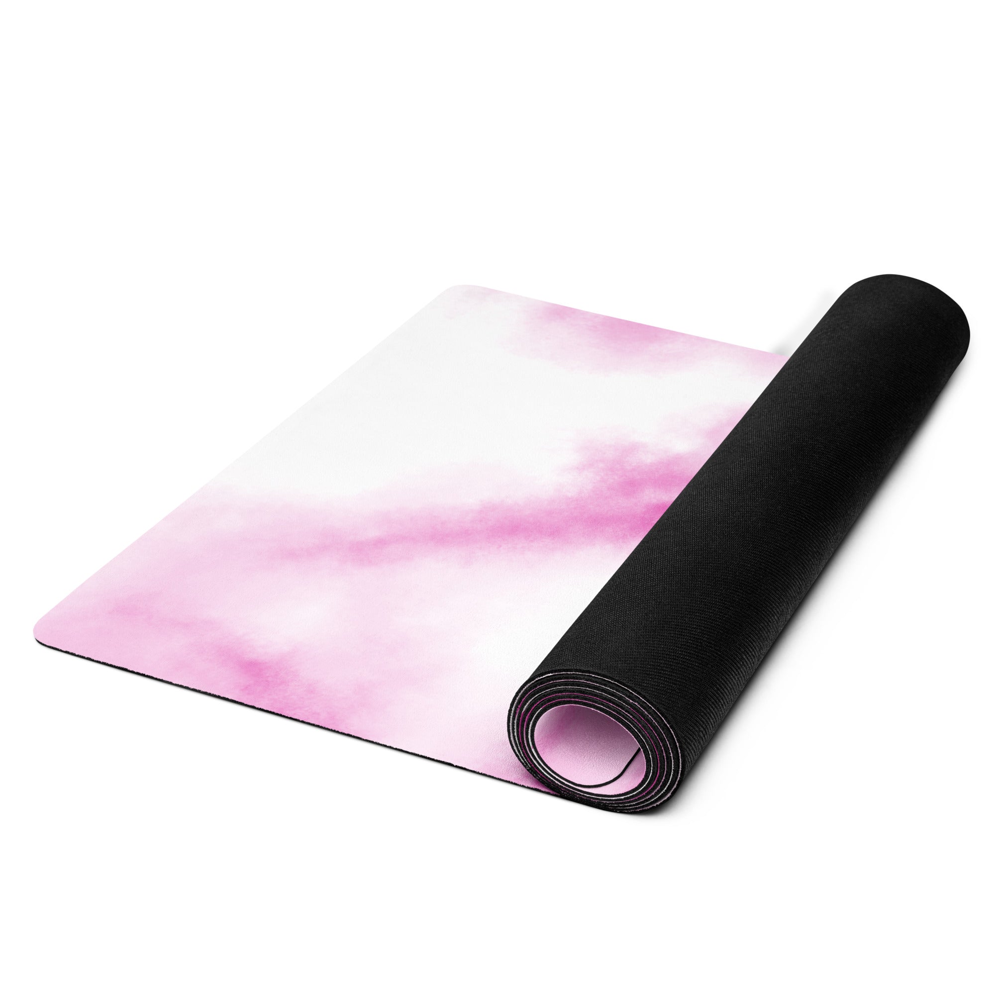 Pink tie dye yoga mat.