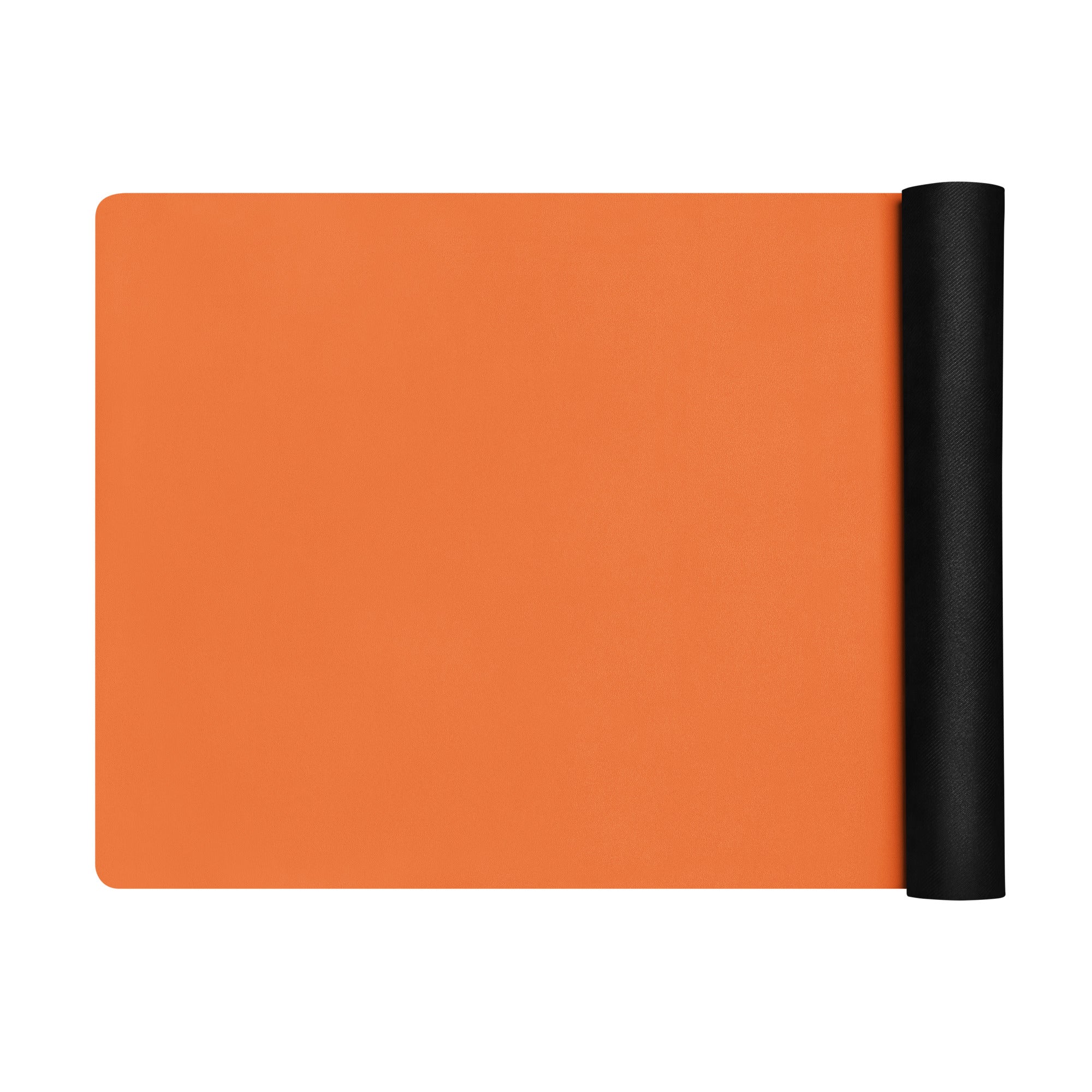 Vibrant orange yoga mat.
